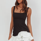 Romantic Layered Frill Mini Dress Black