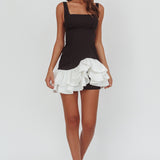 Romantic Layered Frill Mini Dress Black