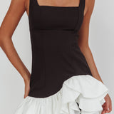 Romantic Layered Frill Mini Dress Black