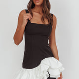Romantic Layered Frill Mini Dress Black