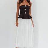 Rebel Peplum Bodice Midi Dress Black