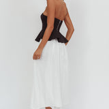 Rebel Peplum Bodice Midi Dress Black