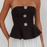 Rebel Peplum Bodice Midi Dress Black