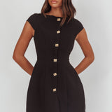 Rebel Cap Sleeve Mini Dress Black