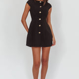 Rebel Cap Sleeve Mini Dress Black