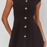 Rebel Cap Sleeve Mini Dress Black