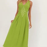 Wildflower Sun Applique Insert Maxi Dress Green