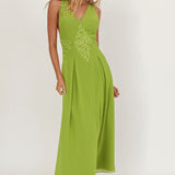 Wildflower Sun Applique Insert Maxi Dress Green