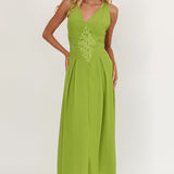 Wildflower Sun Applique Insert Maxi Dress Green