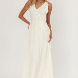 Wildflower Sun Applique Insert Maxi Dress Cream