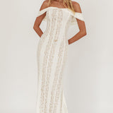 Enigma Off-Shoulder Maxi Dress Lace Cream