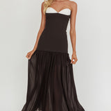 Unspoken Sweetheart Neckline Sheer Hem Maxi Dress Black