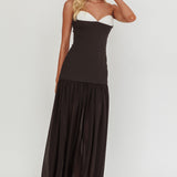 Unspoken Sweetheart Neckline Sheer Hem Maxi Dress Black