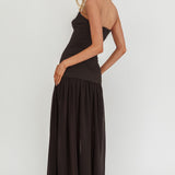 Unspoken Sweetheart Neckline Sheer Hem Maxi Dress Black
