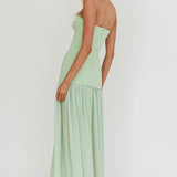 Unspoken Sweetheart Neckline Sheer Hem Maxi Dress Sage