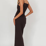 Harlin Button Decoration Maxi Dress Black