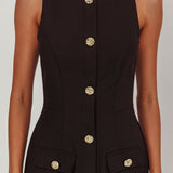 Harlin Button Decoration Maxi Dress Black