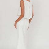Bondi Sunset Faux Button Placket Maxi Skirt White