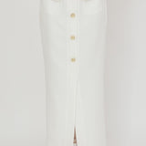 Bondi Sunset Faux Button Placket Maxi Skirt White