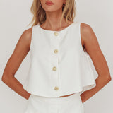 Bondi Sunset Front Button Top White