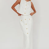 Bondi Sunset Front Button Top White