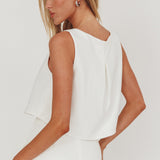 Bondi Sunset Front Button Top White