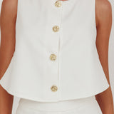 Bondi Sunset Front Button Top White