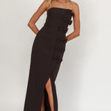 Samanntha Strapless Bow Detail Midi Dress Black