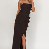 Samanntha Strapless Bow Detail Midi Dress Black