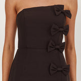 Samanntha Strapless Bow Detail Midi Dress Black