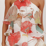 Darylyn Tiered Ruffle Maxi Dress Floral Red