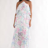 Darylyn Tiered Ruffle Maxi Dress Hydrangea Blue