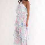Darylyn Tiered Ruffle Maxi Dress Hydrangea Blue