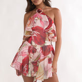 Darylyn Tiered Ruffle Mini Dress Print Red