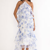 Darylyn Tiered Ruffle Maxi Dress Floral Blue