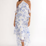 Darylyn Tiered Ruffle Maxi Dress Floral Blue