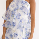 Darylyn Tiered Ruffle Maxi Dress Floral Blue