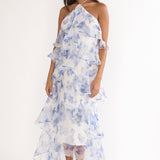 Darylyn Tiered Ruffle Maxi Dress Floral Blue