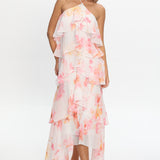 Darylyn Tiered Ruffle Maxi Dress Floral Pink