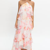 Darylyn Tiered Ruffle Maxi Dress Floral Pink