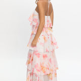 Darylyn Tiered Ruffle Maxi Dress Floral Pink