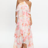 Darylyn Tiered Ruffle Maxi Dress Floral Pink