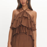 Darylyn Tiered Ruffle Top Chocolate