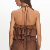 Darylyn Tiered Ruffle Top Chocolate
