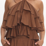 Darylyn Tiered Ruffle Top Chocolate