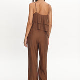Darylyn Asymmetric Ruffle Jumpsuit Chocolate