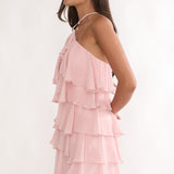 Darylyn Tiered Ruffle Mini Dress Pink