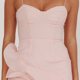 Charmayne Asymmetric Ruffle Trim Maxi Dress Pink