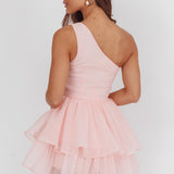 Raelene One-Shoulder Ruffle Romper Pink