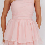 Raelene One-Shoulder Ruffle Romper Pink